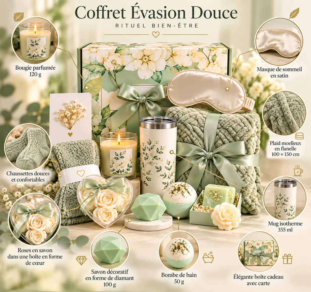 Coffret Évasion Douce – Rituel bien-être vert sauge